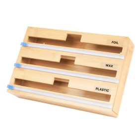 3-in-1 Packaging Storage Box with Cutter and Label, Cling Wrap