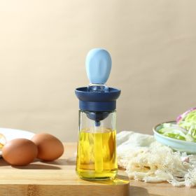 1pc Kitchen Oil Dispenser Bottle With Brush 2 In 1 Olive Oil Dispenser Bottle With Silicone Basting Brush And Dropper Glass Oil Bottle Convenient (Color: Blue)
