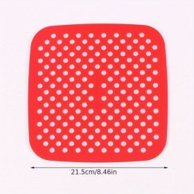 1pc 7.5in/8in/9in Air Fryer Liner Silicone Air Fryer Mat (style: Square 8.5in, Color: Red)